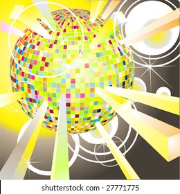 Disco ball light explosion. Sunbeam and sunshine combined as rays of light.