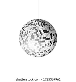 Disco ball with light rays isolated on transparent background. Vector illustration.