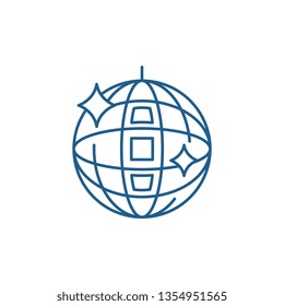 Disco ball line icon concept. Disco ball flat  vector symbol, sign, outline illustration.