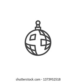 Disco ball line icon. linear style sign for mobile concept and web design. Mirror disco ball outline vector icon. Nightclub  symbol, logo illustration. Pixel perfect vector graphics