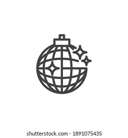 Disco ball line icon. linear style sign for mobile concept and web design. Disco party ball outline vector icon. Symbol, logo illustration. Vector graphics