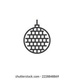 Disco ball line icon. linear style sign for mobile concept and web design. Party mirror ball outline vector icon. Symbol, logo illustration. Vector graphics