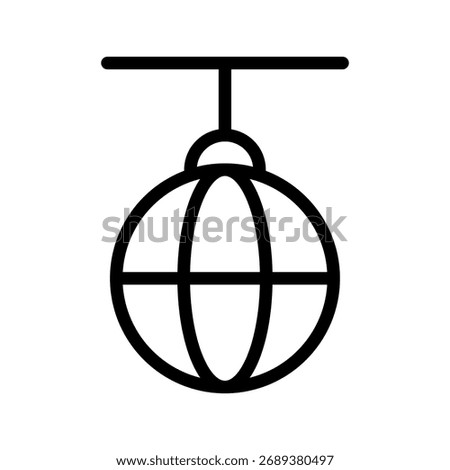 Disco Ball Line Icon Minimal Party and Dance Symbol for Nightclub, Music, and Celebration Concepts