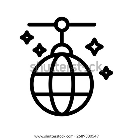 Disco Ball Line Icon Minimal Party and Dance Symbol for Nightclub, Celebration, and Music Concepts