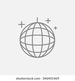 Disco ball line icon for web, mobile and infographics. Vector dark grey icon isolated on light grey background.