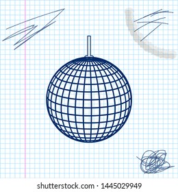 Disco Ball Line Sketch Icon Isolated On White Background. Vector Illustration