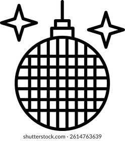 Disco Ball Line Vector Icon Design
