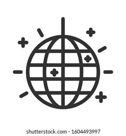 disco ball, linear icon. Editable stroke