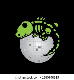 disco ball and lizard skeleton, vector