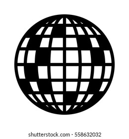 Disco ball, mirror or glitter ball flat vector icon for music apps and websites