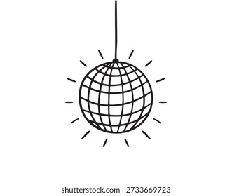 Disco ball mirror sphere party reflection sparkle. Vector illustration