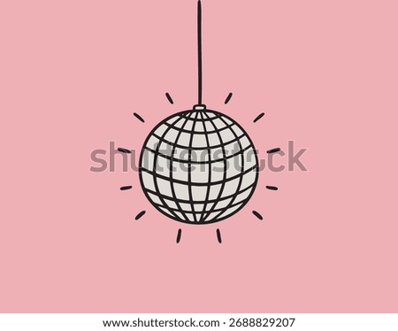 Disco ball mirror sphere party pink color. Vector illustration