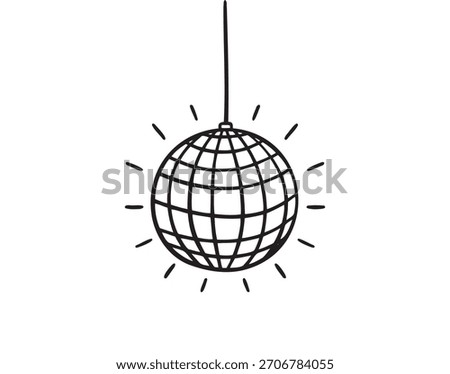 Disco ball mirror sphere party reflection sparkle. Vector illustration