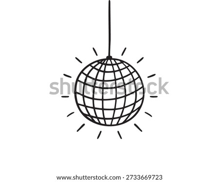 Disco ball mirror sphere party reflection sparkle. Vector illustration
