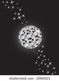 Disco ball from mirrors at black background
