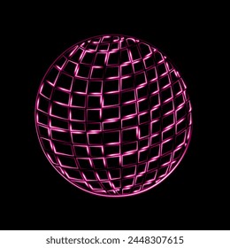 Disco ball with neon effect. Nightclub. Retro disco. Disco party.	