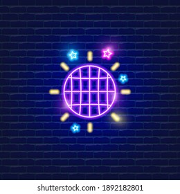 Disco ball neon icon. Vector illustration for design. Party concept.