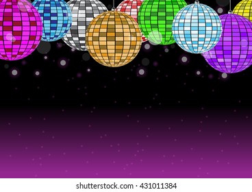 Disco ball on dark pink background vector illustration