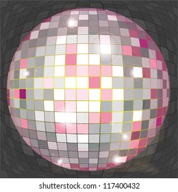 Disco ball on an elastic web, transparency effect used