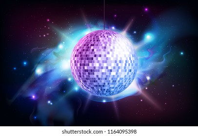 Disco ball. Disco ball on open space background