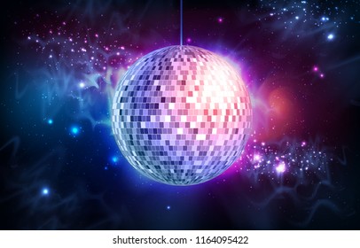 Disco ball. Disco ball on open space background