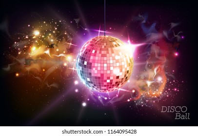 Disco ball. Disco ball on open space background