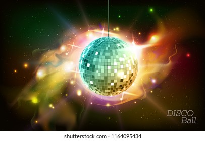 Disco ball. Disco ball on open space background