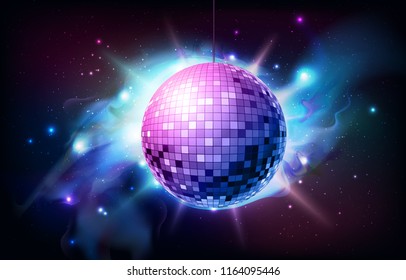 Disco ball. Disco ball on open space background