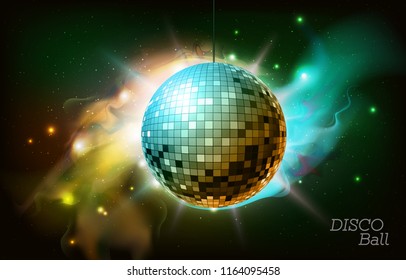 Disco ball. Disco ball on open space background