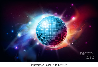 Disco ball. Disco ball on open space background