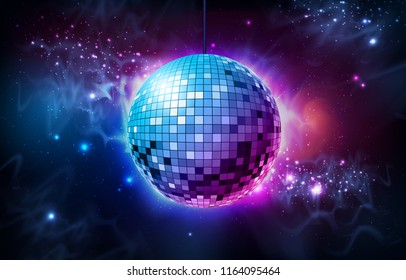 Disco ball. Disco ball on open space background