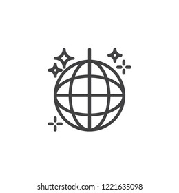 Disco ball outline icon. linear style sign for mobile concept and web design. Party Mirror Ball simple line vector icon. Symbol, logo illustration. Pixel perfect vector graphics