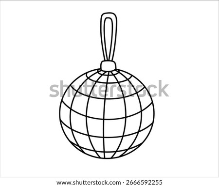 Disco ball outline icon. Retro music party sphere. Vintage nightclub discotheque element. Isolated vector illustration.