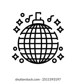 Disco Ball Outline Icon, Vector illustration