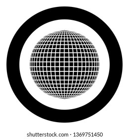 Disco ball Disco party concept Ball world concept Web idea icon in circle round black color vector illustration flat style simple image