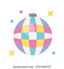 Disco Ball Party Symbol, Flatterfeier und Neujahr Vektorgrafik