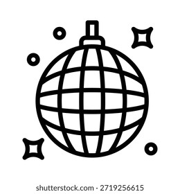 Disco Ball Party Symbol, Line Celebration und Silvester Vektorgrafik