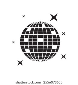 Disco ball party icon. vector flat black simple trendy style illustration for web and app..