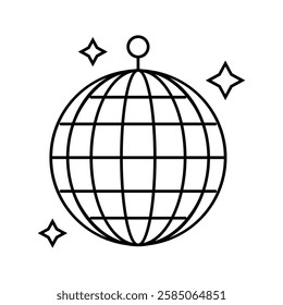 disco ball party line icon vector. disco ball party sign. isolated contour symbol black illustration