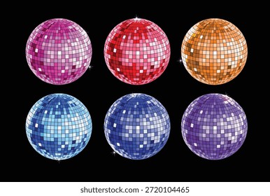 Juego de Ilustración vectorial de fiesta de bola de discoteca.