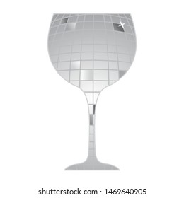 disco ball pattern inside wine glass, vector 