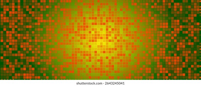 Disco ball pattern - vivid lime green square mosaic background, small tiles for circular party light reflections. Bright abstract graphic design for nightclub posters. vector dynamic illustrator