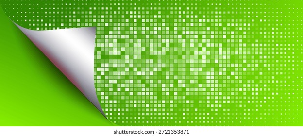 Patrón de bola de discoteca - fondo de mosaico cuadrado verde lima vívido, azulejos Pequeños para reflejos circulares de luz de fiesta. Diseño gráfico abstracto brillante para carteles de discoteca, invitaciones a eventos o empaques.