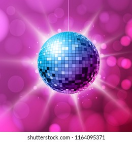 Disco ball. Disco ball pink background