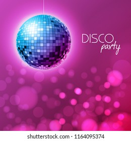 Disco ball. Disco ball pink background