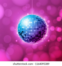 Disco ball. Disco ball pink background