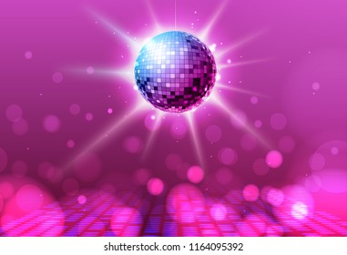 Disco ball. Disco ball pink background