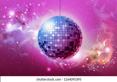 Disco ball. Disco ball pink background