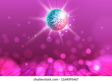 Disco ball. Disco ball pink background