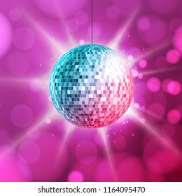 Disco ball. Disco ball pink background